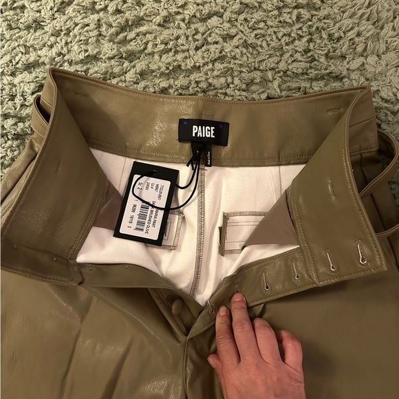 NWT PAIGE Maria Pant Faux Leather Olive Brown Size 2 - Picture 4 of 8